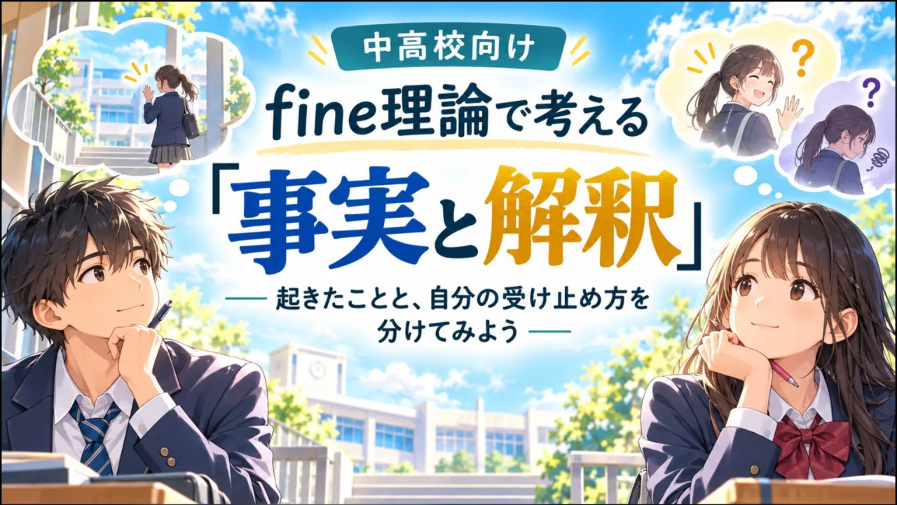  中高生向け fine理論で考える「事実と解釈」 ― 起きたことと、自分の受け止め方を分けてみよう ―